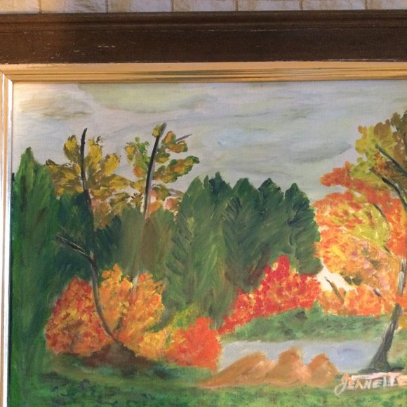 Vintage Original art oil painting natural Canada scene fall scene wall decor - Picture 2 of 9